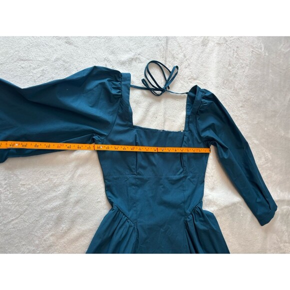 Anthropologie Long-Sleeve Square-Neck Poplin Mini Dress Sz Sm Blue NWT - Picture 6 of 9